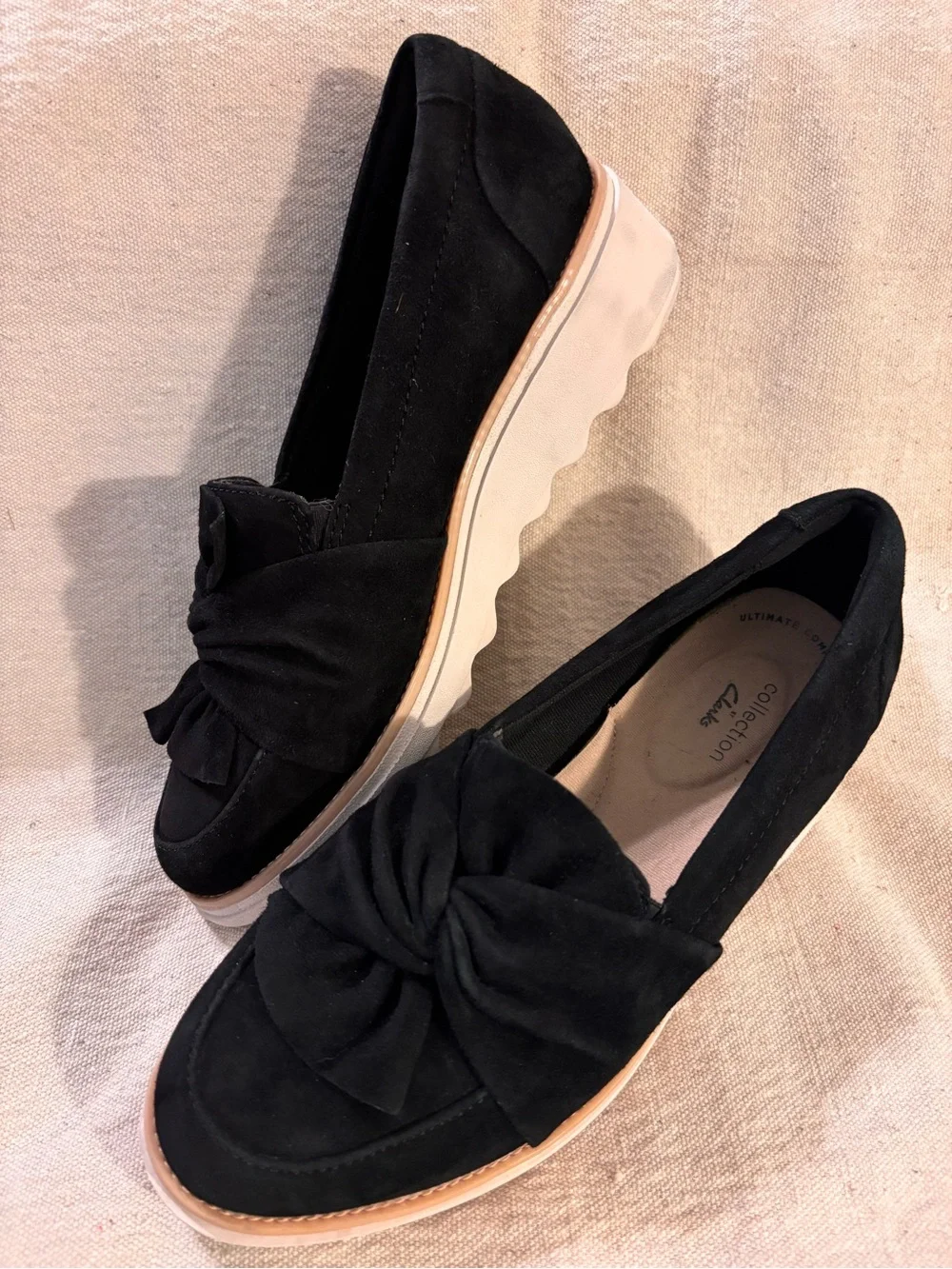 Clarks Black Suede Sharon Dasher Loafers